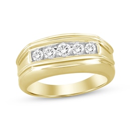 Men’s Round-Cut Diamond Wedding Band 1/2 ct tw 10K Yellow Gold