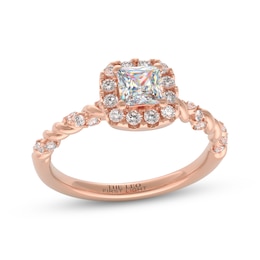 THE LEO First Light Diamond Princess-Cut Halo Engagement Ring 7/8 ct tw 14K Rose Gold