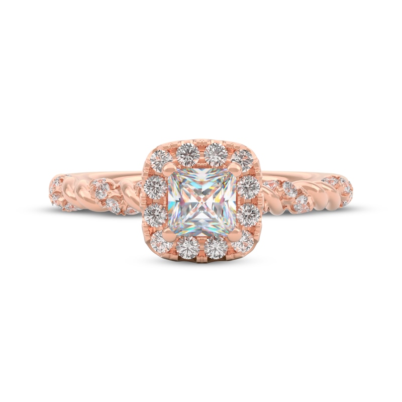 Main Image 3 of THE LEO First Light Diamond Princess-Cut Halo Engagement Ring 7/8 ct tw 14K Rose Gold