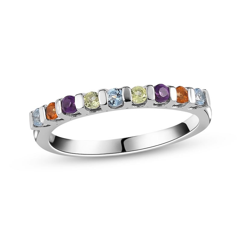 Main Image 1 of Aquamarine, Citrine, Amethyst & Peridot Ring Sterling Silver