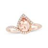 Thumbnail Image 0 of Pear-Shaped Morganite & White Lab-Created Sapphire Ring 10K Rose Gold