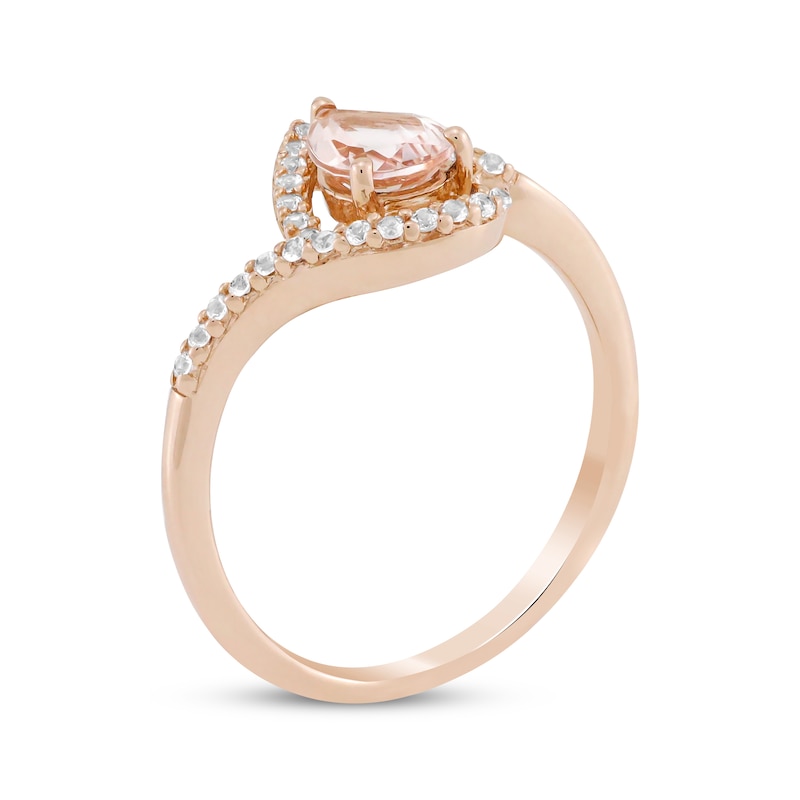 Pear-Shaped Morganite & White Lab-Created Sapphire Ring 10K Rose Gold