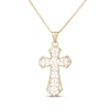 Thumbnail Image 0 of Italian Brilliance Diamond-Cut Cross Necklace 14K Yellow Gold 18"