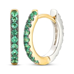 Le Vian Emerald & Diamond Reversible Hoop Earrings 1/5 ct tw 14K Two-Tone Gold