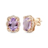 Thumbnail Image 0 of Oval-Cut Amethyst & Diamond Scalloped Stud Earrings 1/8 ct tw 10K Rose Gold