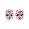 Thumbnail Image 1 of Oval-Cut Amethyst & Diamond Scalloped Stud Earrings 1/8 ct tw 10K Rose Gold