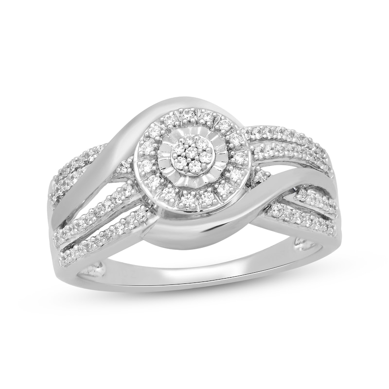 Main Image 1 of Multi-Diamond Halo Fashion Ring 1/4 ct tw Sterling Silver