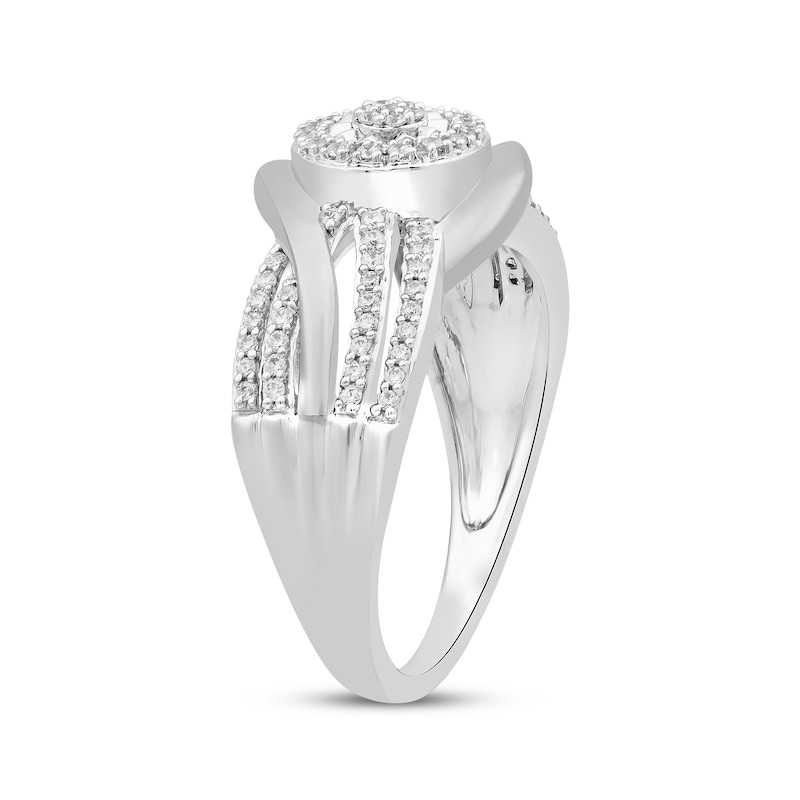 Main Image 2 of Multi-Diamond Halo Fashion Ring 1/4 ct tw Sterling Silver