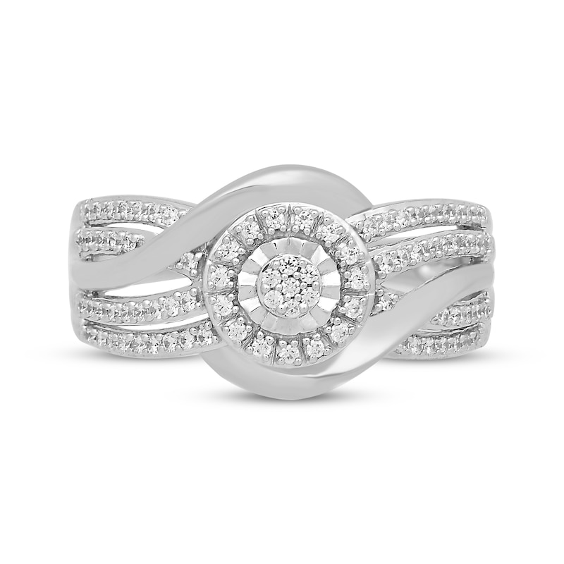 Main Image 4 of Multi-Diamond Halo Fashion Ring 1/4 ct tw Sterling Silver