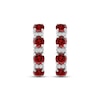 Thumbnail Image 1 of Garnet & White Lab-Created Sapphire Hoop Earrings Sterling Silver