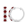 Thumbnail Image 2 of Garnet & White Lab-Created Sapphire Hoop Earrings Sterling Silver