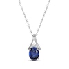 Thumbnail Image 0 of Oval-Cut Blue Lab-Created Sapphire & White Lab-Created Sapphire Necklace Sterling Silver 18"