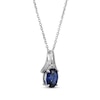Thumbnail Image 1 of Oval-Cut Blue Lab-Created Sapphire & White Lab-Created Sapphire Necklace Sterling Silver 18"