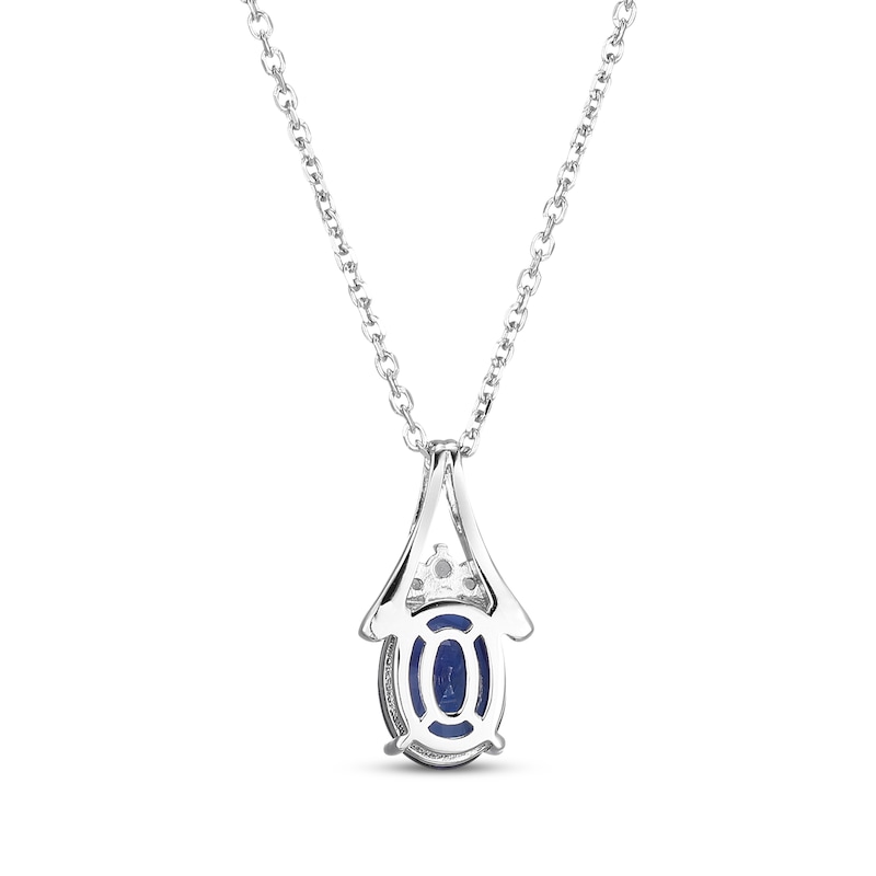 Oval-Cut Blue Lab-Created Sapphire & White Lab-Created Sapphire Necklace Sterling Silver 18"