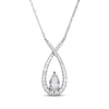 Thumbnail Image 1 of Pear-Shaped White Lab-Created Sapphire Teardrop Twist Necklace Sterling Silver 18&quot;