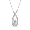 Thumbnail Image 2 of Pear-Shaped White Lab-Created Sapphire Teardrop Twist Necklace Sterling Silver 18&quot;