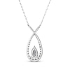 Thumbnail Image 2 of Pear-Shaped White Lab-Created Sapphire Teardrop Twist Necklace Sterling Silver 18"