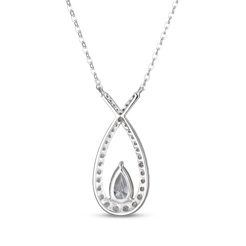 Pear-Shaped White Lab-Created Sapphire Teardrop Twist Necklace Sterling Silver 18"