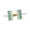 Thumbnail Image 1 of Square-Cut Natural Emerald & Diamond Deconstructed Ring 1/6 ct tw 14K Yellow Gold
