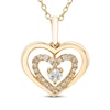 Thumbnail Image 0 of Believe in Love Diamond Double Heart Necklace 1/4 ct tw 10K Yellow Gold 18"