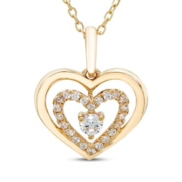 Believe in Love Diamond Double Heart Necklace 1/4 ct tw 10K Yellow Gold 18&quot;