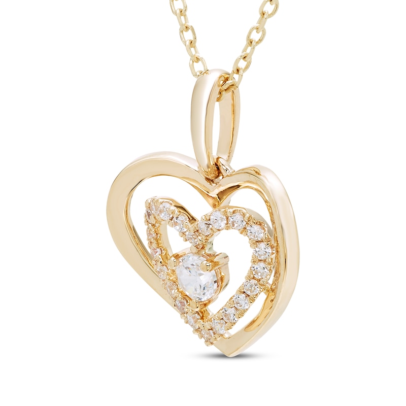 Believe in Love Diamond Double Heart Necklace 1/4 ct tw 10K Yellow Gold 18"