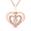 Thumbnail Image 0 of Believe in Love Diamond Double Heart Necklace 1/4 ct tw 10K Rose Gold 18"