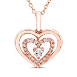 Believe in Love Diamond Double Heart Necklace 1/4 ct tw 10K Rose Gold 18&quot;