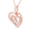 Thumbnail Image 1 of Believe in Love Diamond Double Heart Necklace 1/4 ct tw 10K Rose Gold 18"