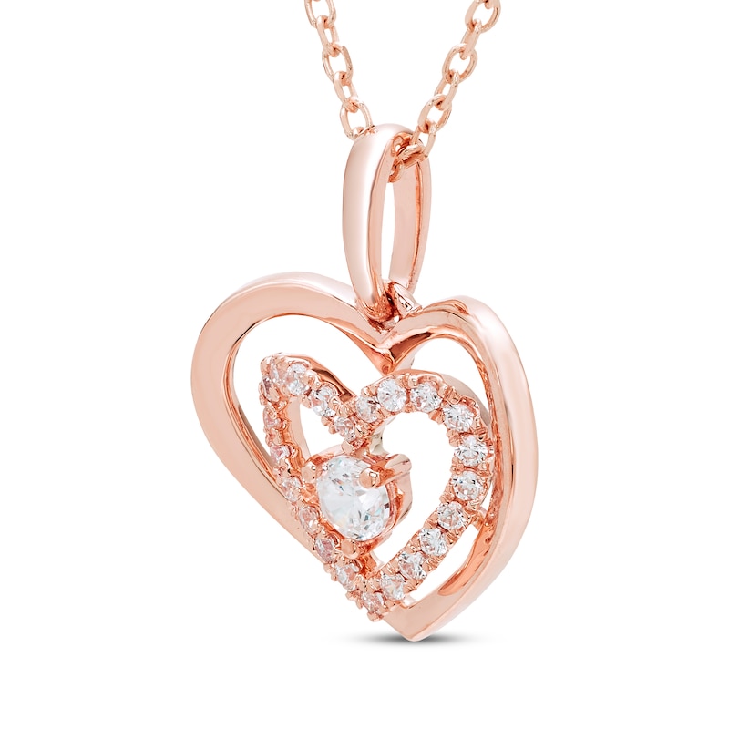 Believe in Love Diamond Double Heart Necklace 1/4 ct tw 10K Rose Gold 18"