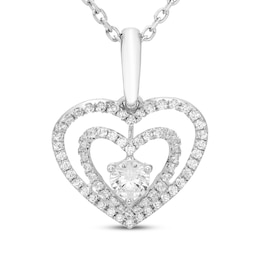 Believe in Love Diamond Double Heart Necklace 1/4 ct tw 10K White Gold 18&quot;