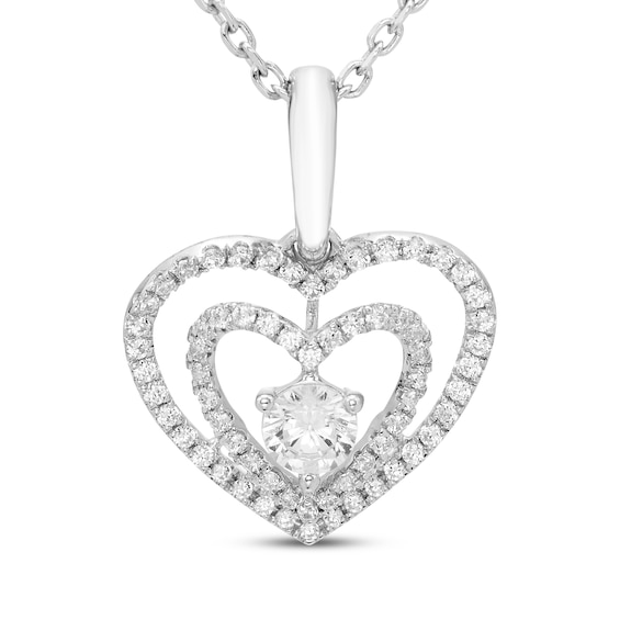 Believe in Love Diamond Double Heart Necklace 1/4 ct tw 10K White Gold 18"