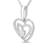 Thumbnail Image 1 of Believe in Love Diamond Double Heart Necklace 1/4 ct tw 10K White Gold 18"