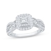 Thumbnail Image 1 of Princess-Cut Diamond Double Cushion Halo Engagement Ring 1/2 ct tw 10K White Gold