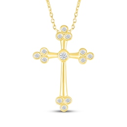 Diamond Cross Necklace 1/10 ct tw 10K Yellow Gold 18&quot;