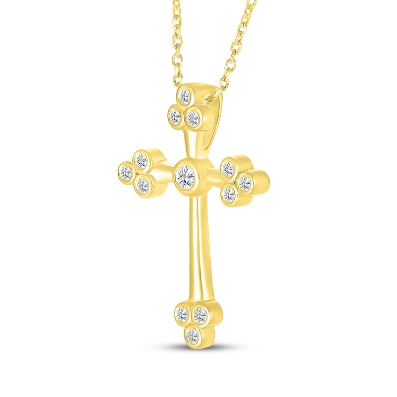 Main Image 2 of Diamond Cross Necklace 1/10 ct tw 10K Yellow Gold 18&quot;