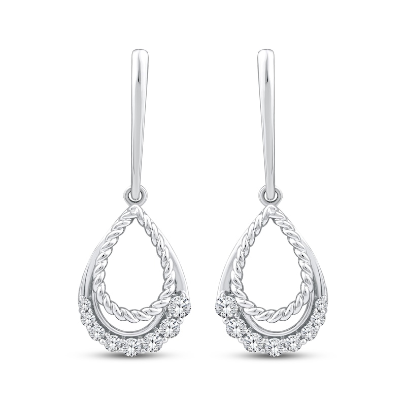 Threads of Love Diamond Graduated Teardrop Dangle Earrings 1/3 ct tw 10K White Gold