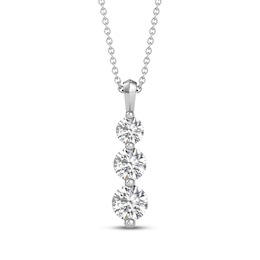 Memories, Moments, Magic Lab-Created Diamond Three-Stone Necklace 1-1/2 ct tw 14K White Gold 18&quot;
