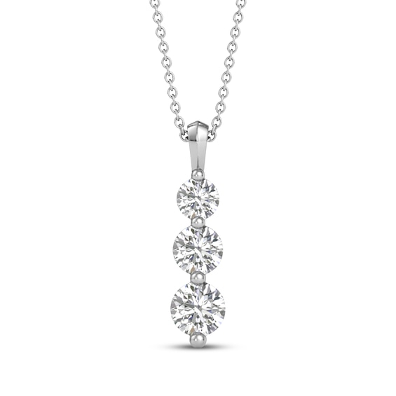 Memories, Moments, Magic Lab-Created Diamond Three-Stone Necklace 1-1/2 ct tw 14K White Gold 18"