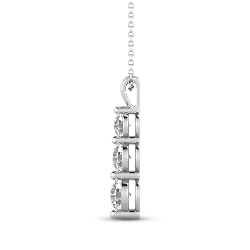 Main Image 2 of Memories, Moments, Magic Lab-Created Diamond Three-Stone Necklace 1-1/2 ct tw 14K White Gold 18&quot;