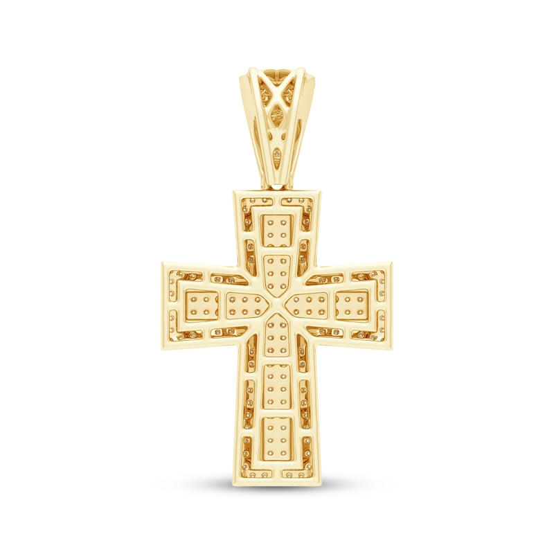 Main Image 3 of Men's Diamond Cross Charm with Black Enamel 3/8 ct tw 10K Yellow Gold