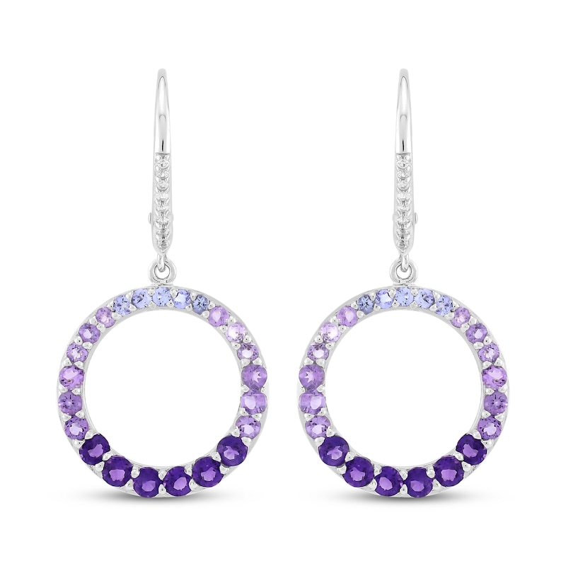 Tanzanite, Amethyst & White Lab-Created Sapphire Ombré Circle Drop Earrings Sterling Silver