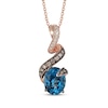 Thumbnail Image 0 of Le Vian Oval-Cut Blue Topaz Necklace 1/4 ct tw Diamonds 14K Strawberry Gold 19"