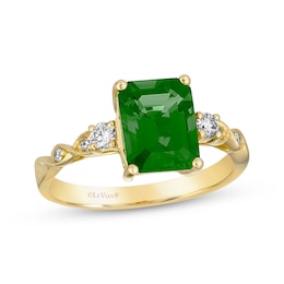 Le Vian Emerald-Cut Emerald Ring 1/6 ct tw Diamonds 14K Honey Gold