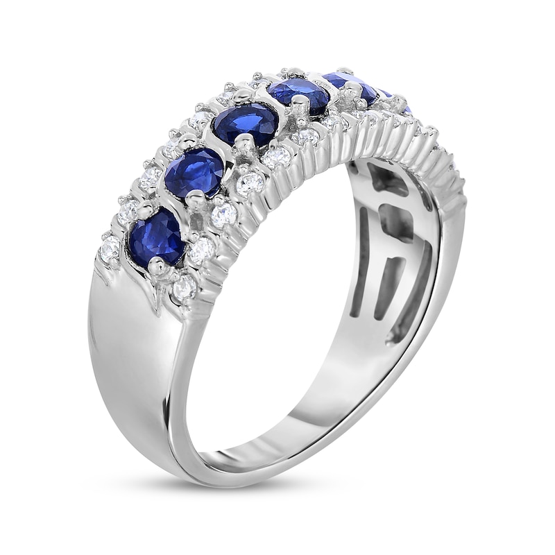 Main Image 2 of Blue & White Lab-Created Sapphire Ring Sterling Silver