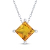 Thumbnail Image 1 of Square-Cut Citrine Solitaire Necklace Sterling Silver 18&quot;