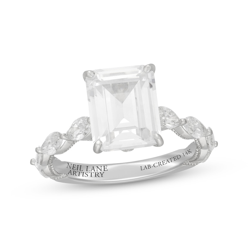 Neil Lane Artistry Emerald-Cut Lab-Grown Diamond Engagement Ring 5 ct tw 14K White Gold