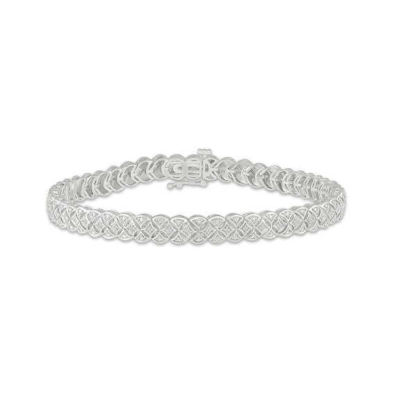 Diamond Circle Link Bracelet 1/6 ct tw Sterling Silver 7"