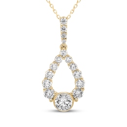 Milestones Diamond Teardrop Necklace 1/2 ct tw 10K Yellow Gold 18&quot;