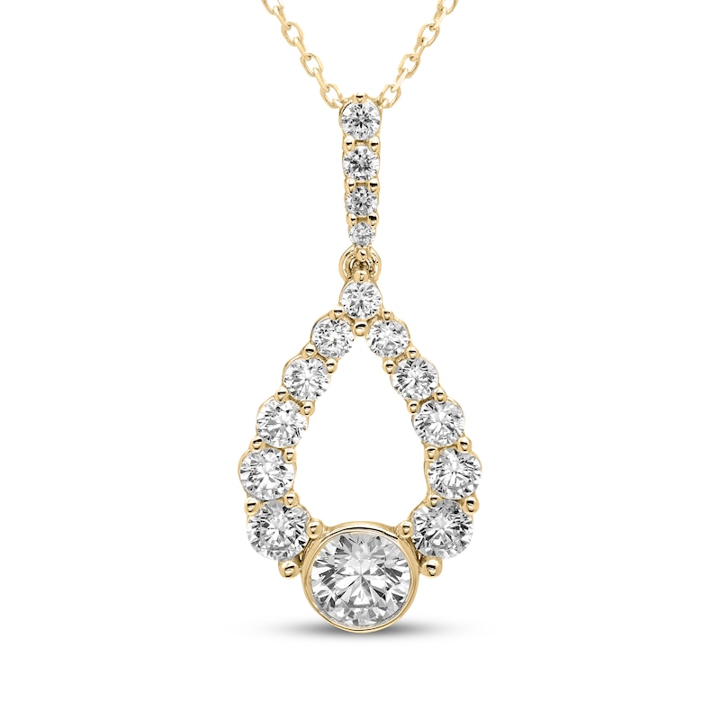 Main Image 1 of Milestones Diamond Teardrop Necklace 1/2 ct tw 10K Yellow Gold 18&quot;